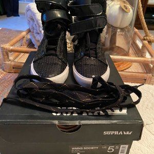 Supra Society High Top Black Womens Sz 5.5 EUC